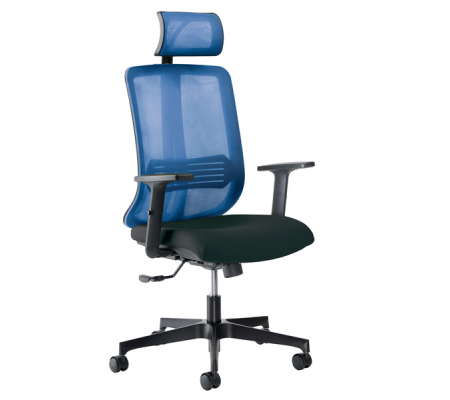 Poltrona ergonomica semidirezionale Vertigo - con poggiatesta - blu-nero - Unisit - VRAPG/BR2B/SB/N - 8053470179709 - DMwebShop