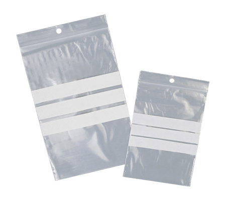 Sacchetti zip con bande scrivibili e foro - 150 x 220 mm - 50 micron - PE - conf. 100 pezzi - Viva - 3085BAD - 8014035216581 - DMwebShop