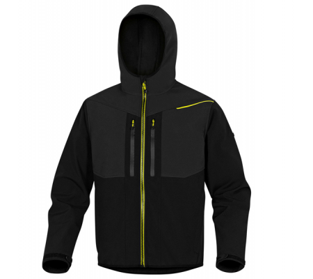 Giacca Softshell Horten - tessuto Softshell-poliestere-elastan - con cappuccio - taglia M - nero-giallo - Deltaplus - HORT2NJTM - 3295249234782 - DMwebShop