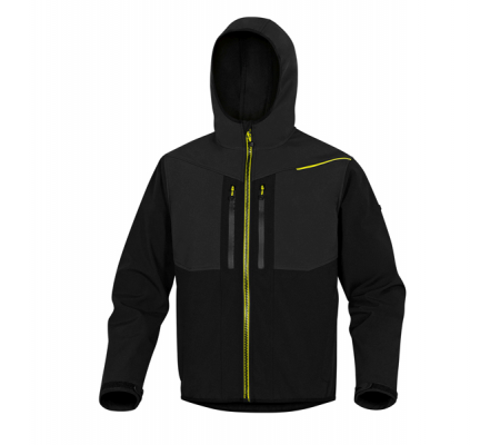 Giacca Softshell Horten - tessuto Softshell-poliestere-elastan - con cappuccio - taglia L - nero-giallo - Deltaplus - HORT2NJGT - 3295249234799 - DMwebShop