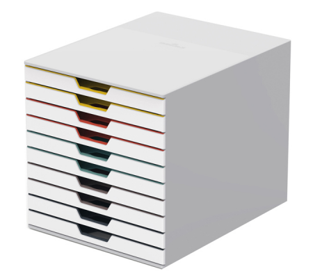 Cassettiera 10 cassetti colorati varicolor - bianco ghiaccio - 2,5 cm - Durable - 7630-27 - 4005546993270 - DMwebShop