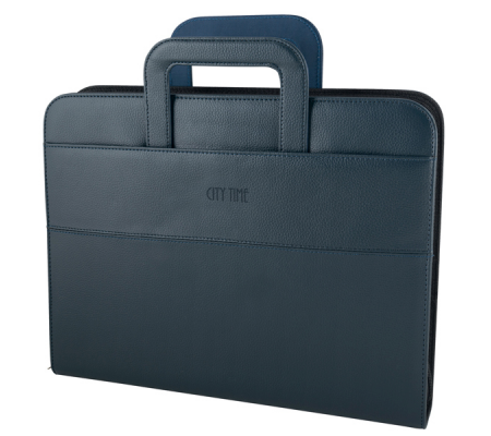 Portablocco - similpelle - con anelli - blu - 28,5 x 36 cm - City Time - 4853-BL - 8002787485317 - DMwebShop