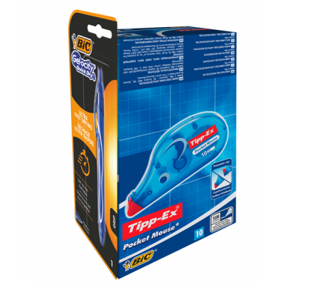 Correttore a nastro Pocket Mouse + penna Gelocity QuickDry Bic - promo box 10 + 1 pezzi - Tipp-ex - 989680 - 3086123589414 - DMwebShop