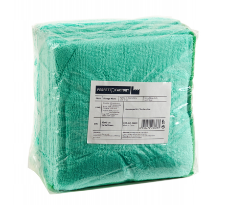 Panni microfibra Ultrega - 40 x 40 cm - verde - pack 10 pezzi - Perfetto - 26603 - 8052474266033 - DMwebShop