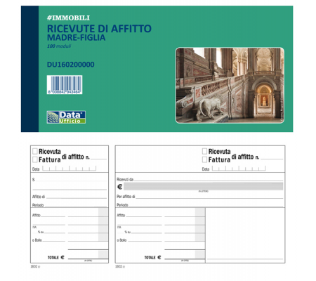 Blocco ricevute-fatture affitto madre-figlia - 100 pagine - 10 x 21,5 cm - Data Ufficio - DU160200000 - 8008842943464 - DMwebShop