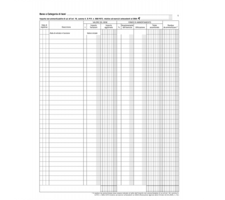 Registro beni ammortizzabili - 45 pagine numerate - 31 x 24,5 cm - Data Ufficio - DU136800000 - 8008842531784 - DMwebShop