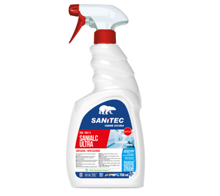 Detergente alcolico per superfici e tessuti Sanialc Ultra - 750 ml - Sanitec - 1841-S - 8054633839126 - DMwebShop