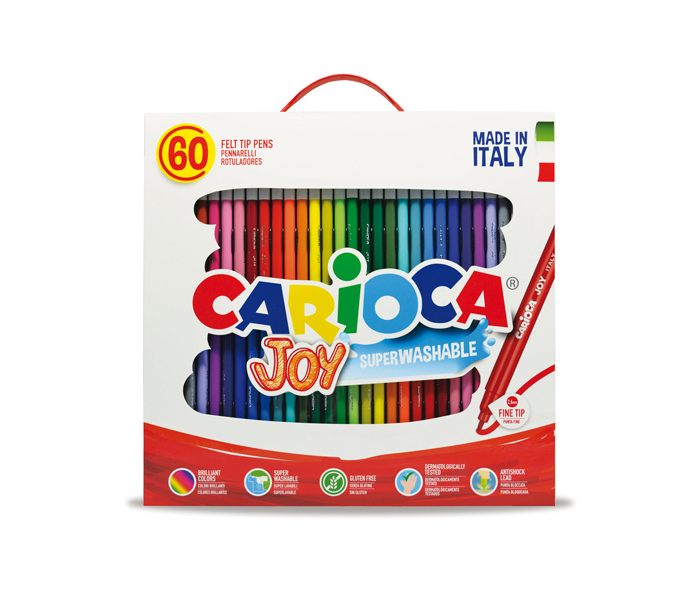 Pennarelli Joy - punta 2,6 mm - colori assortiti - lavabili - scatola 60  pezzi - Carioca 41015