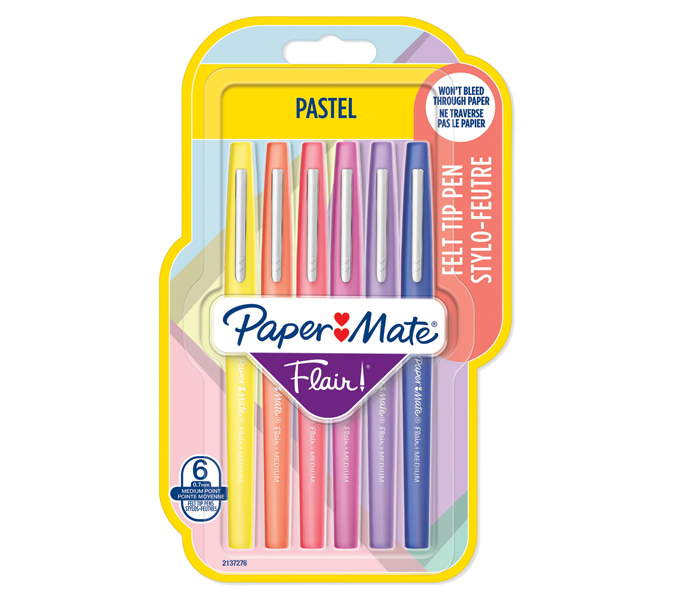 Pennarello Flair Nylon - colori assortiti Pastel - conf. 6 pezzi -  Papermate 2137276