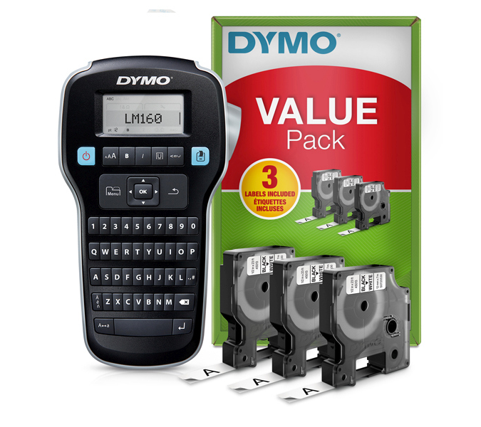 Promo pack etichettatrice Label Manager 160 - 3 nastri D1 12 mm - nero -  bianco inclusi - Dymo
