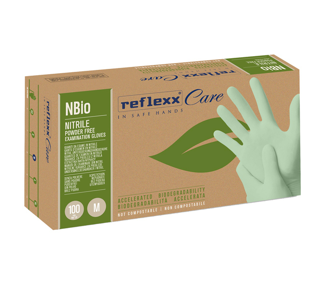 Guanti in Nitrile Bio - taglia M - Verde Pastello - conf. 100 pezzi -  Reflexx