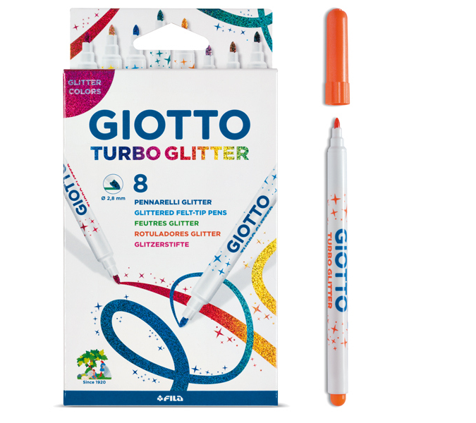 Pennarelli Turbo Glitter - punta 2,8 mm - colori assortiti - astuccio 8  pezzi - Giotto 425800