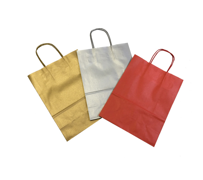 10 shopper sacchetti di carta con manici corda di carta 36x41 cm carta  kraft